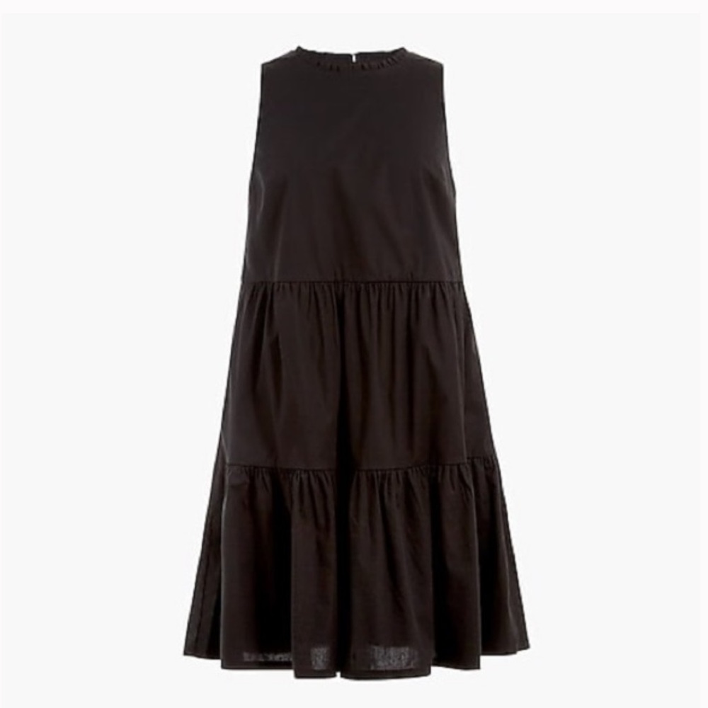 J Crew Factory Black Tiered Flowy Dress Classic Classy Size‎ 14 Knee Length